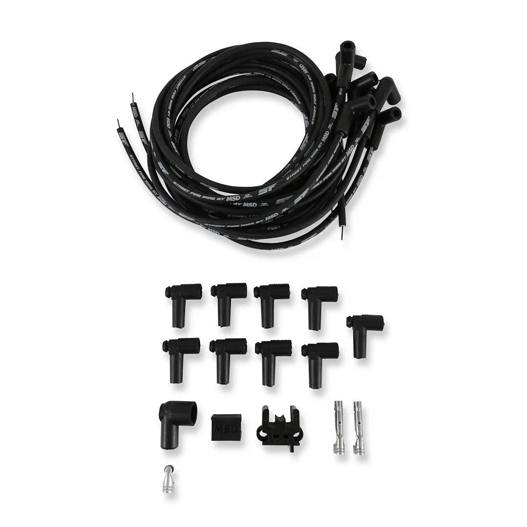 5552 – MSD CO. Spark Plug Wire Set, Unassembled Black 8 Millimeter Silicone and Synthetic Helically Wound Conductor W...